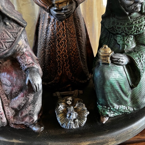 Three Wise Men or Three Kings unique ceramic bronze like art - Picture 3 of 12